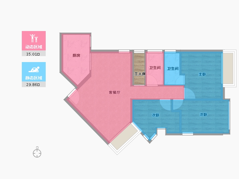 香港特别行政区-观塘区-麗港城-59.87-户型库-动静分区