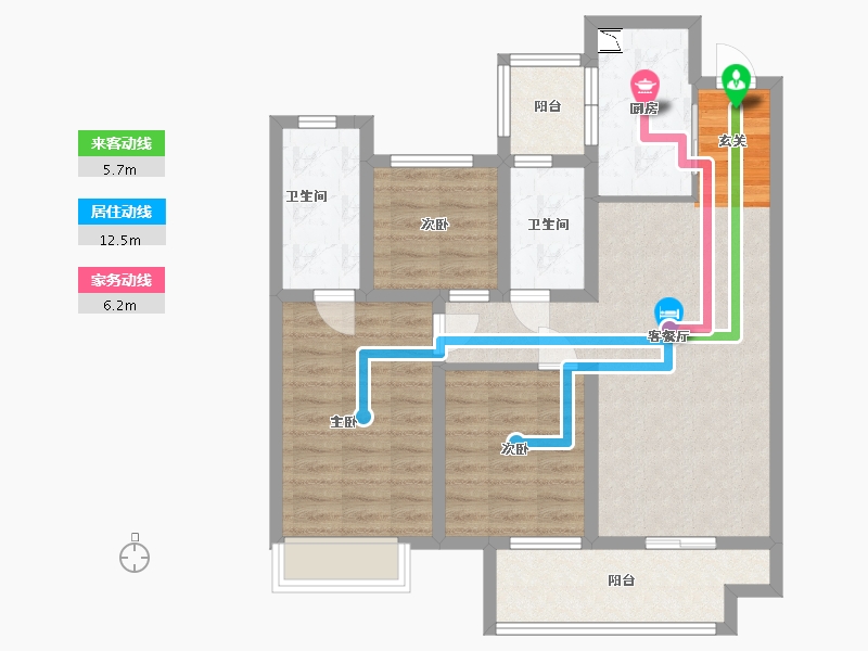 陕西省-西安市-陕建・荣华臻萃府-84.02-户型库-动静线