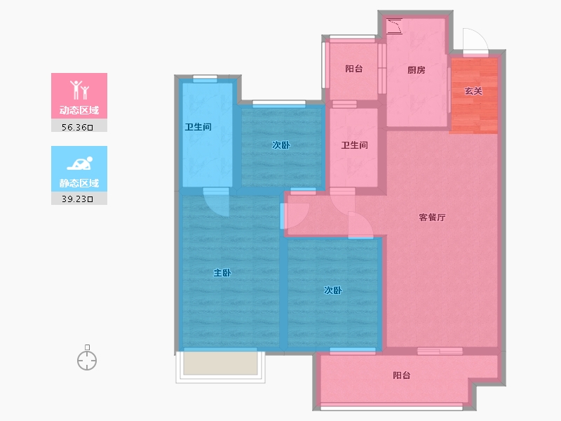 陕西省-西安市-陕建・荣华臻萃府-84.02-户型库-动静分区