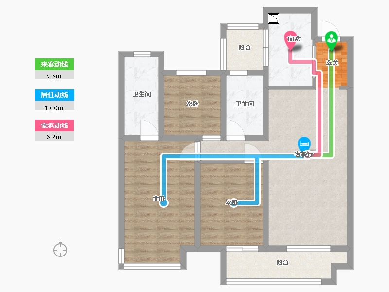 陕西省-西安市-陕建・荣华臻萃府-84.16-户型库-动静线