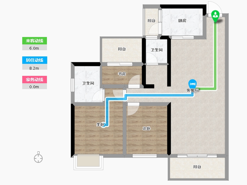 湖南省-长沙市-盛地东方芯府-85.78-户型库-动静线