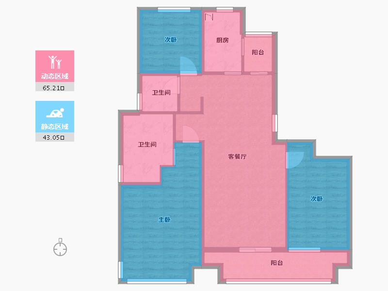 陕西省-西安市-陕建・荣华臻萃府-96.80-户型库-动静分区