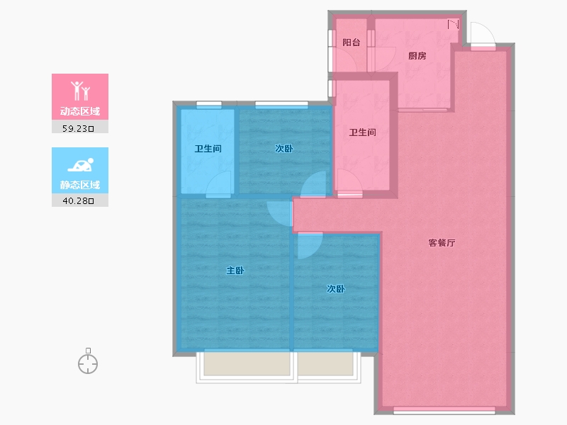 内蒙古自治区-呼和浩特市-呼和浩特恒大御府-90.31-户型库-动静分区