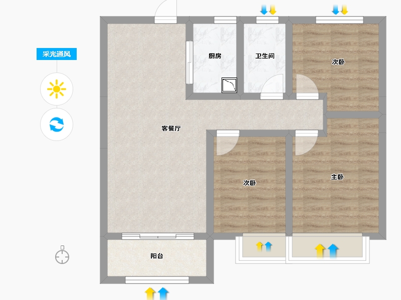 河北省-沧州市-保利花园-70.01-户型库-采光通风