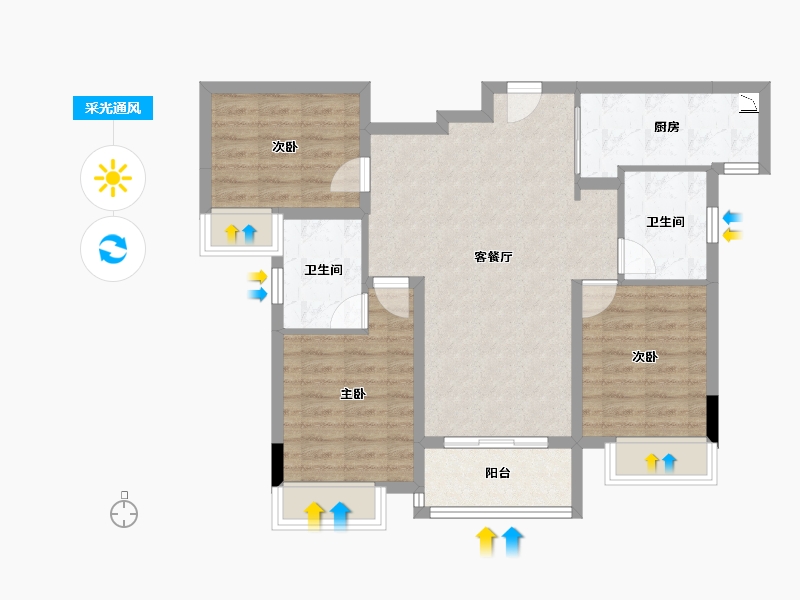 湖南省-湘潭市-湘江富力城-82.04-户型库-采光通风