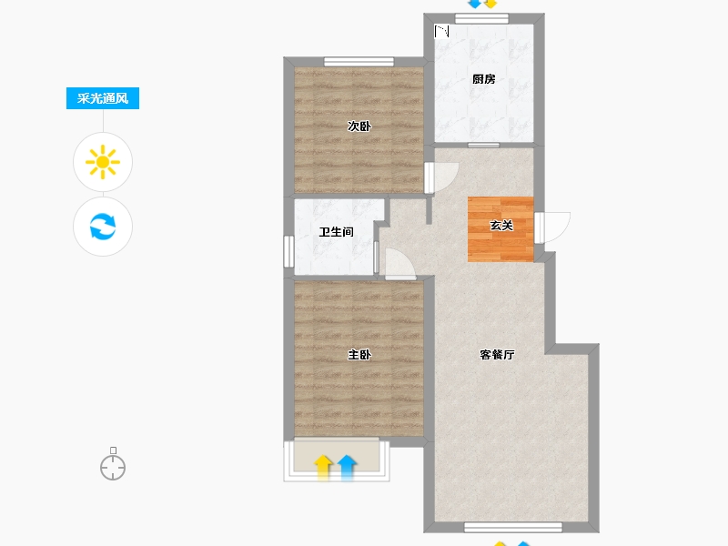 辽宁省-大连市-中海・牧�山-64.00-户型库-采光通风