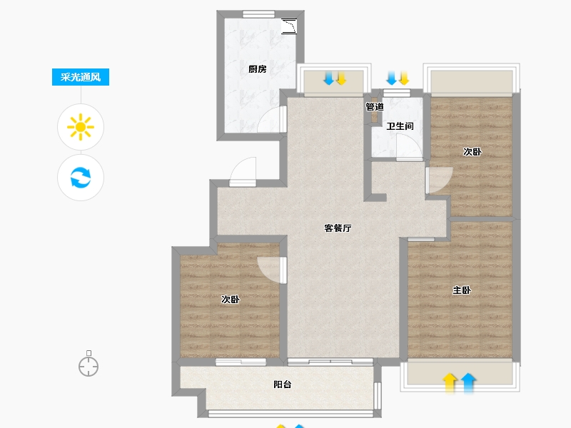 安徽省-芜湖市-伟星政务壹号-90.40-户型库-采光通风