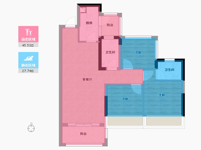 四川省-遂宁市-和喜・公园里-64.23-户型库-动静分区