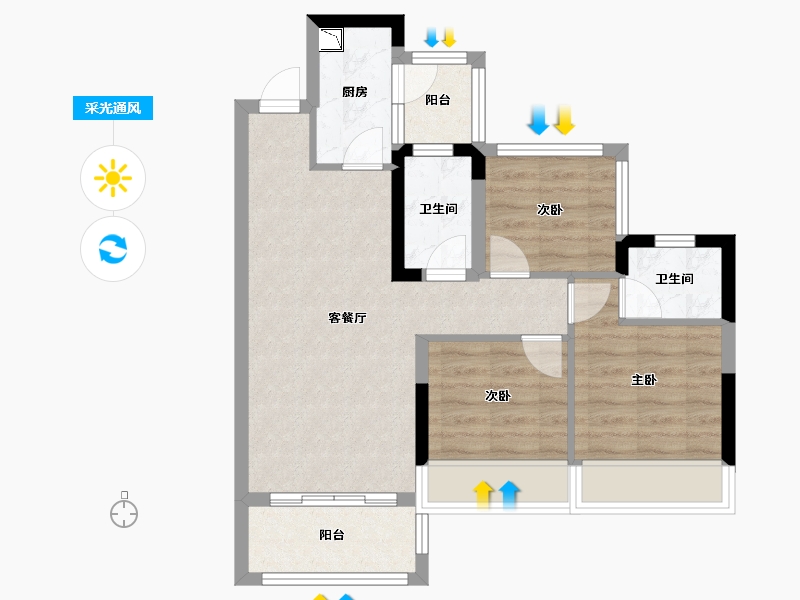 四川省-遂宁市-和喜・公园里-64.23-户型库-采光通风