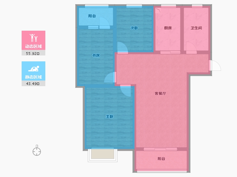 山东省-临沂市-傅屯嘉园-88.12-户型库-动静分区