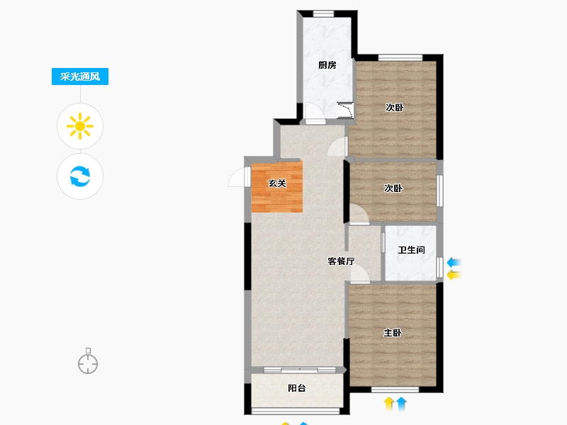 山东省-青岛市-平度理想之城 慧通�m园-88.00-户型库-采光通风