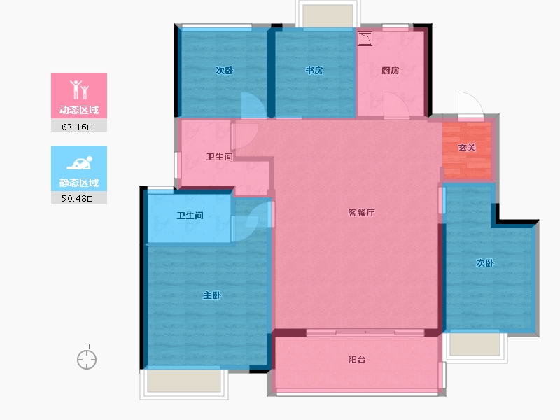 江苏省-南通市-万科・时代之光-102.40-户型库-动静分区