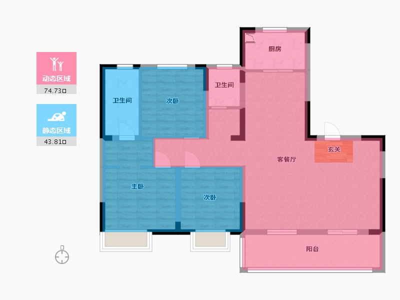 江苏省-南通市-中南・湖光映月-106.41-户型库-动静分区