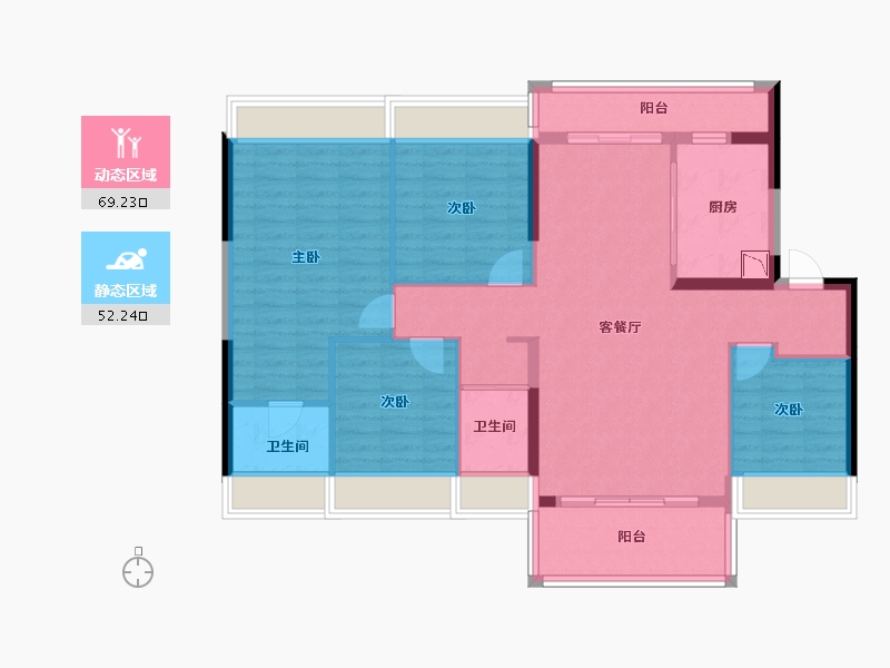 四川省-遂宁市-碧桂园・凤栖台-109.65-户型库-动静分区