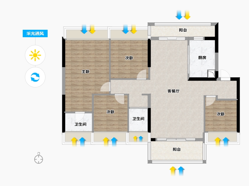 四川省-遂宁市-碧桂园・凤栖台-109.65-户型库-采光通风