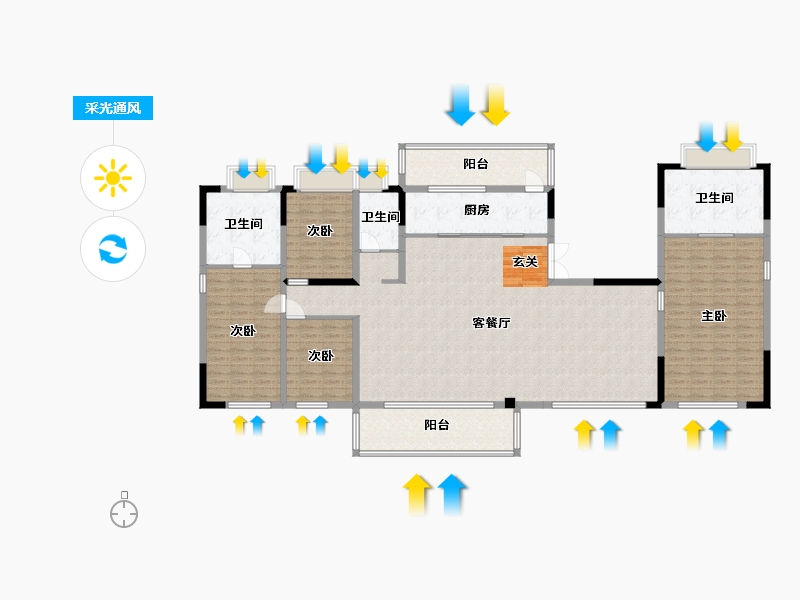 江苏省-南通市-春风里-204.73-户型库-采光通风