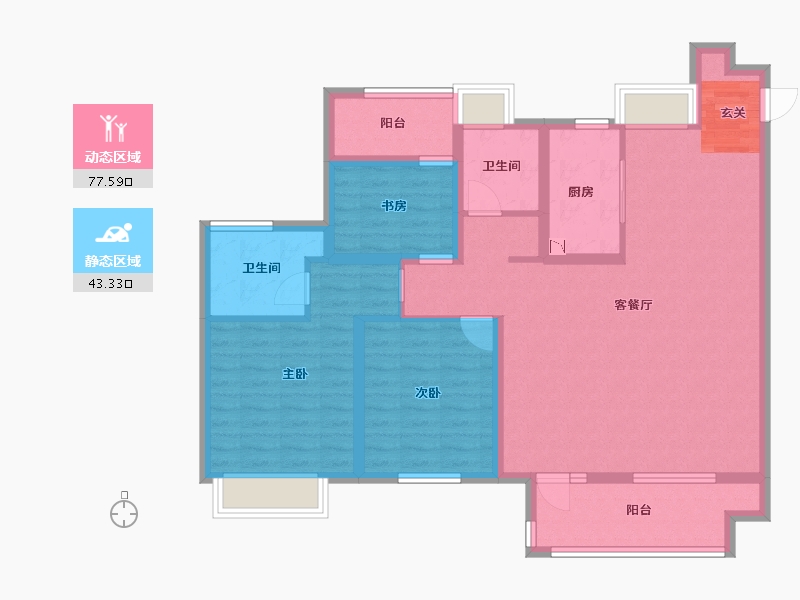 江苏省-南通市-融创荣润时代壹号-108.00-户型库-动静分区