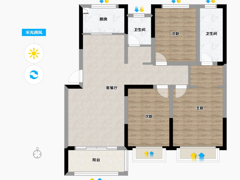 河南省-濮阳市-越秀学府-96.00-户型库-采光通风