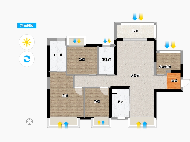 广东省-佛山市-保利�h府-89.54-户型库-采光通风