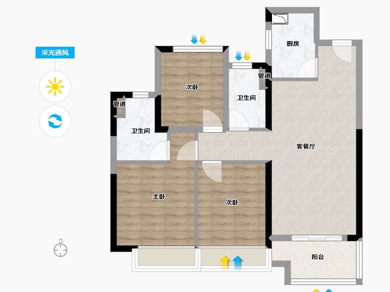 安徽省-滁州市-雅居乐・御宾府-78.40-户型库-采光通风