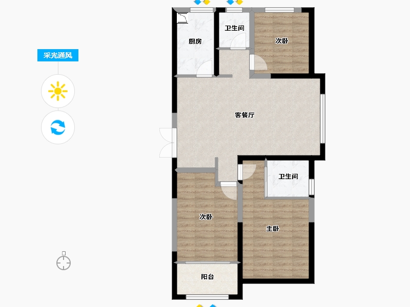 山东省-济宁市-名仕城-87.37-户型库-采光通风