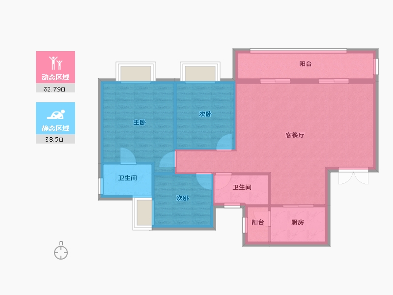 重庆-重庆市-两岸风华-92.26-户型库-动静分区