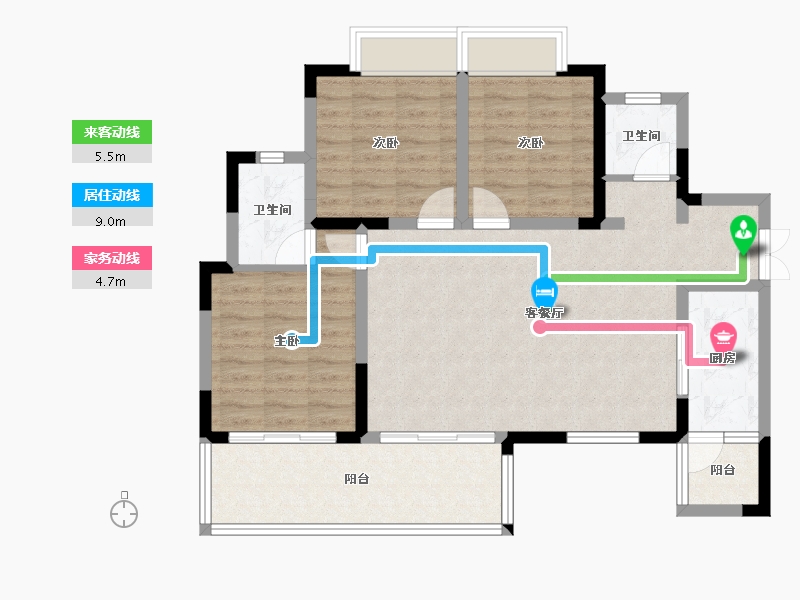 四川省-绵阳市-壹品江山-90.84-户型库-动静线