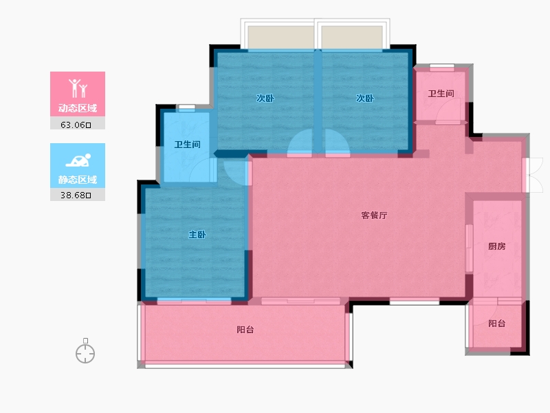 四川省-绵阳市-壹品江山-90.84-户型库-动静分区