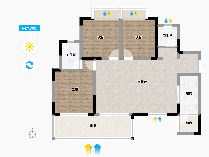 四川省-绵阳市-壹品江山-90.84-户型库-采光通风