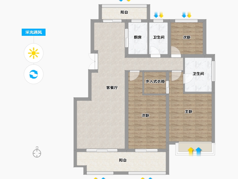 安徽省-芜湖市-南陵和顺新视界-103.84-户型库-采光通风