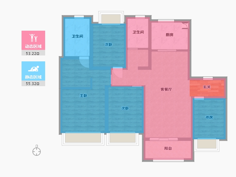 上海-上海市-葛洲坝融创虹桥玫瑰公馆-95.20-户型库-动静分区