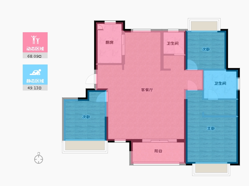 上海-上海市-信达泰禾上城院子-105.55-户型库-动静分区