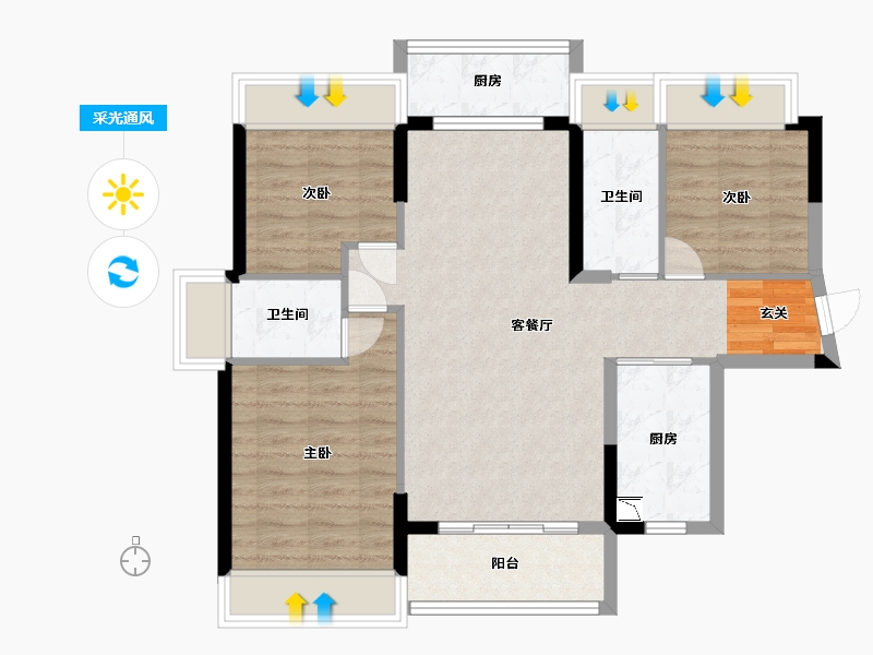 广东省-佛山市-谊泰豪苑-83.34-户型库-采光通风