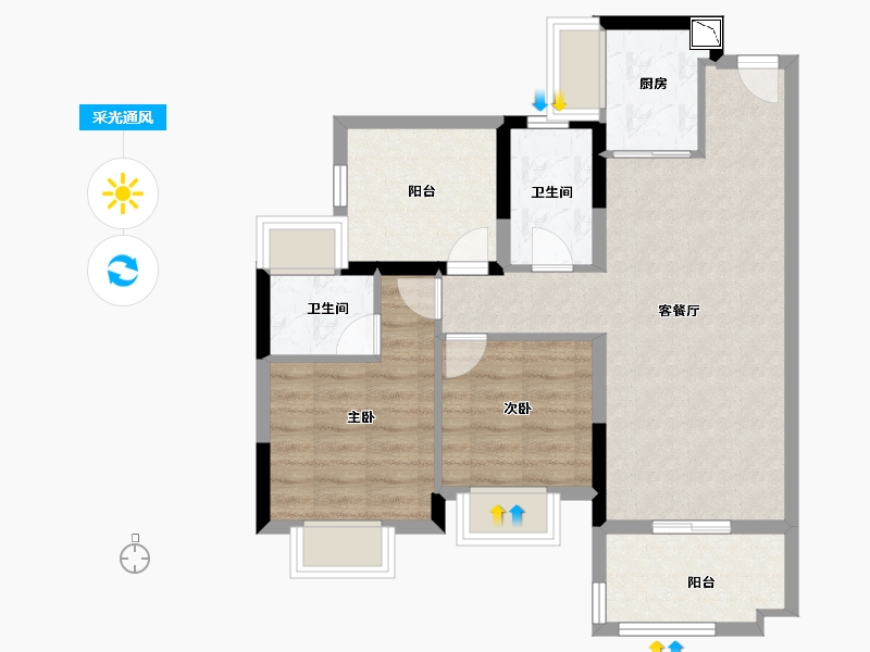 广东省-中山市-远洋山水-70.00-户型库-采光通风