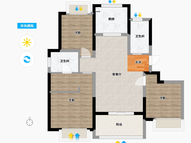 上海-上海市-信达泰禾上城院子-80.80-户型库-采光通风