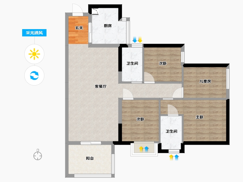 广东省-东莞市-卓越金茂浅水湾-89.38-户型库-采光通风