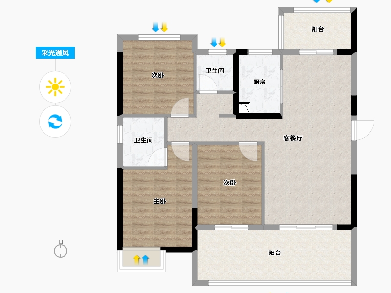 湖北省-荆门市-月湖壹品-97.05-户型库-采光通风