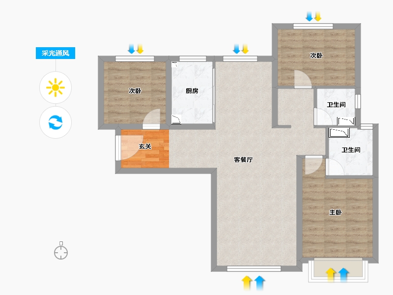 甘肃省-兰州市-万科璞悦臻园-82.10-户型库-采光通风