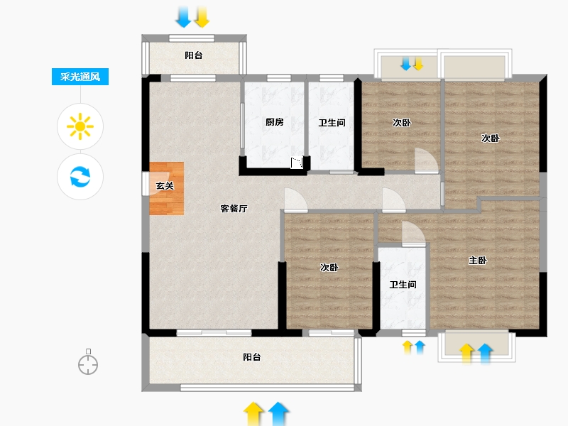 广东省-惠州市-华洪・明珠花园-114.49-户型库-采光通风