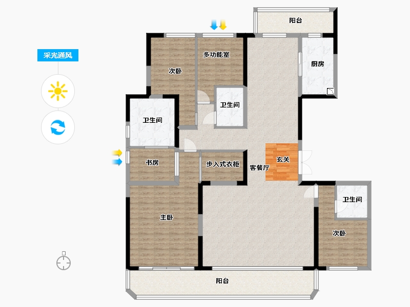 四川省-成都市-德商新希望・国宾锦麟天玺-190.93-户型库-采光通风