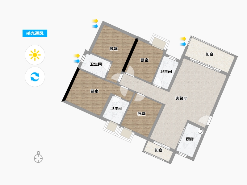 广东省-广州市-雅瑶绿洲-108.24-户型库-采光通风