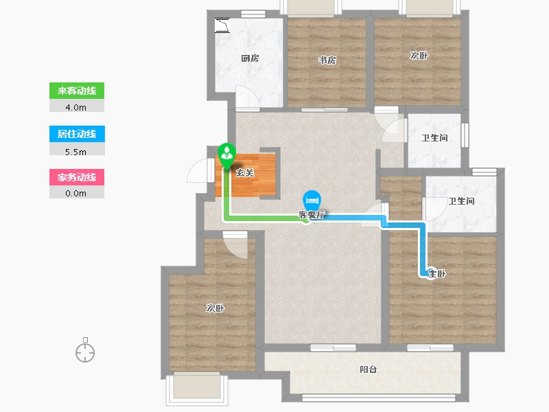 江苏省-扬州市-蓝湾臻园-93.60-户型库-动静线