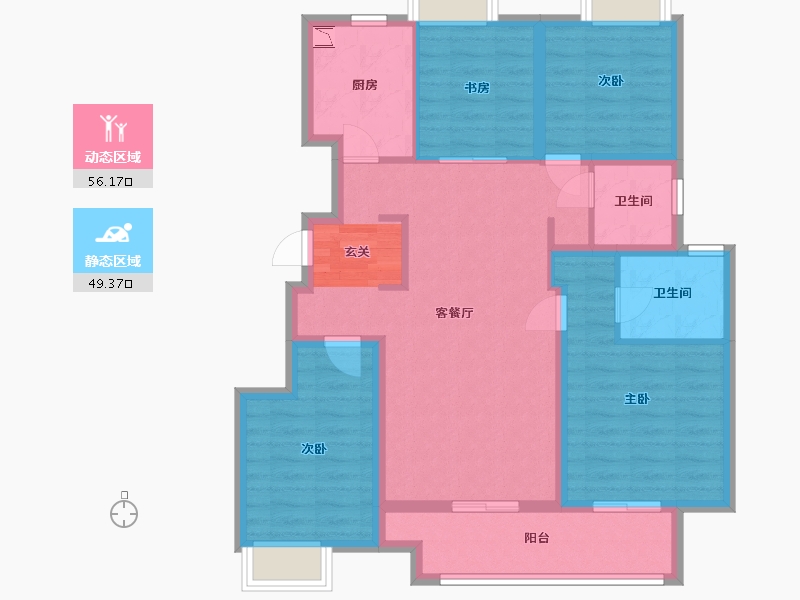 江苏省-扬州市-蓝湾臻园-93.60-户型库-动静分区