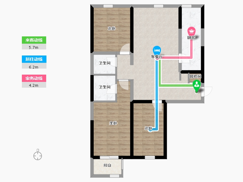 山西省-太原市-鹏程佳园-87.61-户型库-动静线