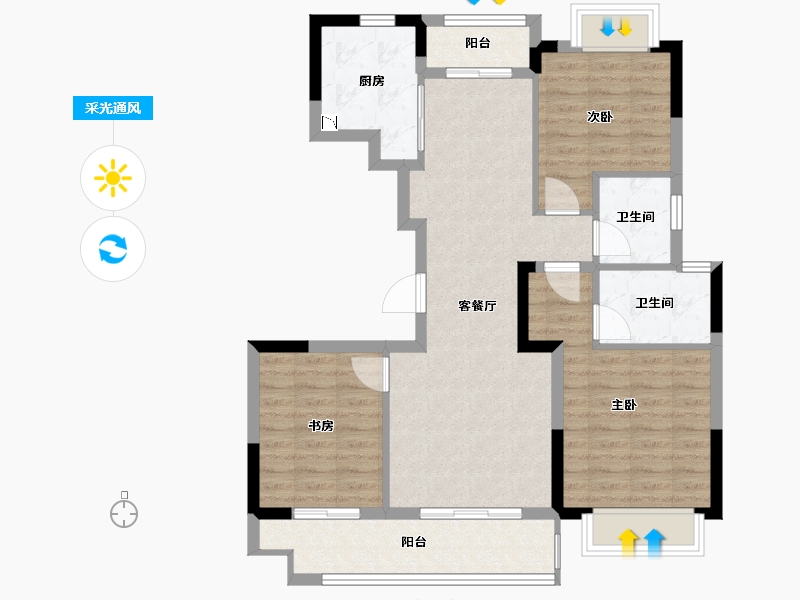 安徽省-宣城市-燕京湖畔.锦圆-89.15-户型库-采光通风