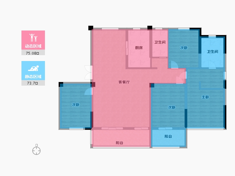 江苏省-扬州市-佳源玖珑湾-134.21-户型库-动静分区