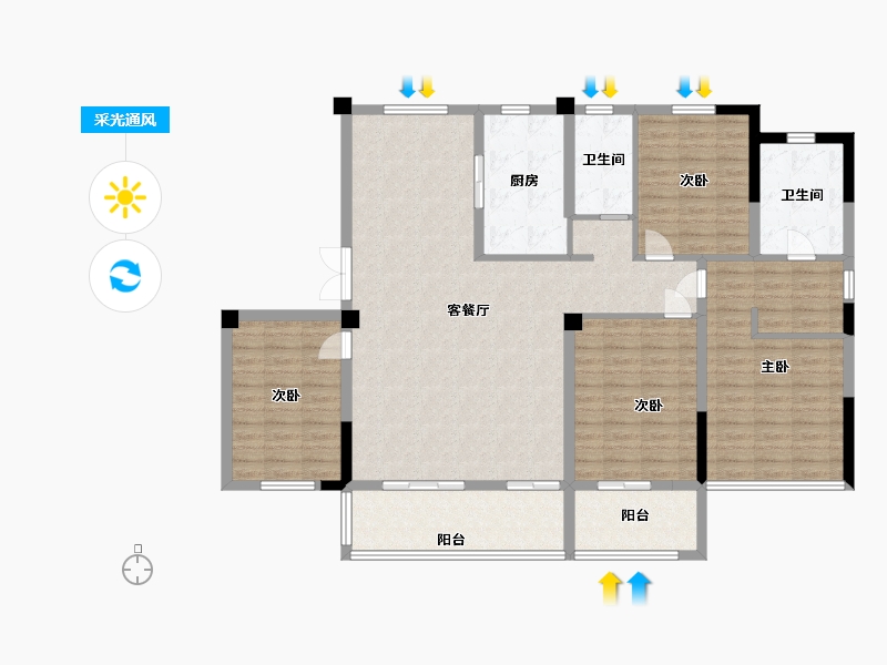 江苏省-扬州市-佳源玖珑湾-134.21-户型库-采光通风