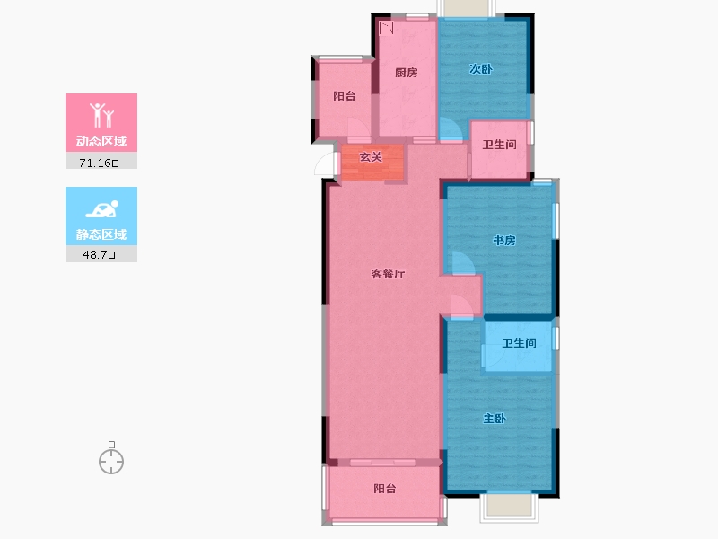 江苏省-扬州市-星地雅苑-107.21-户型库-动静分区