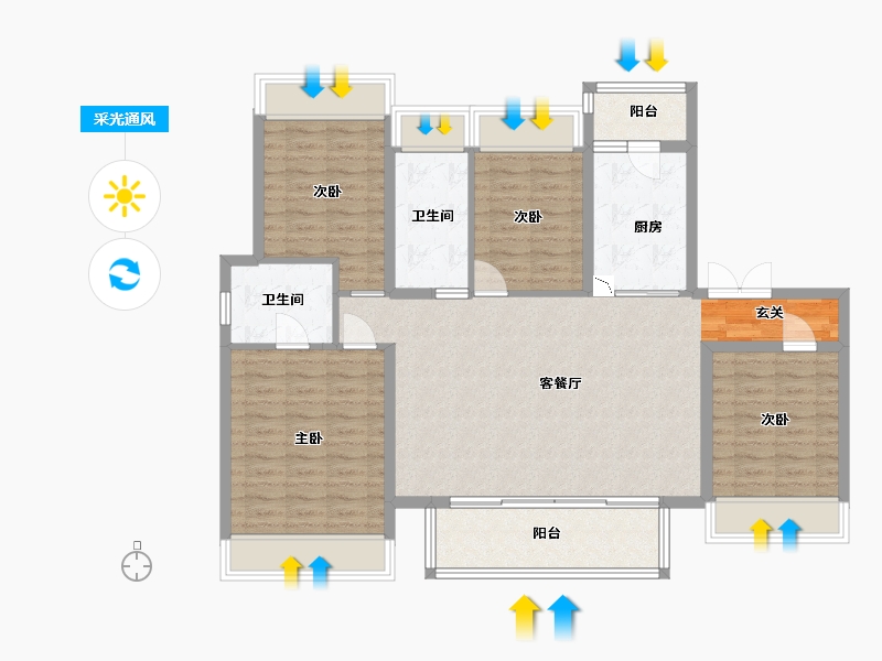 江苏省-扬州市-中信泰富锦辰-112.80-户型库-采光通风