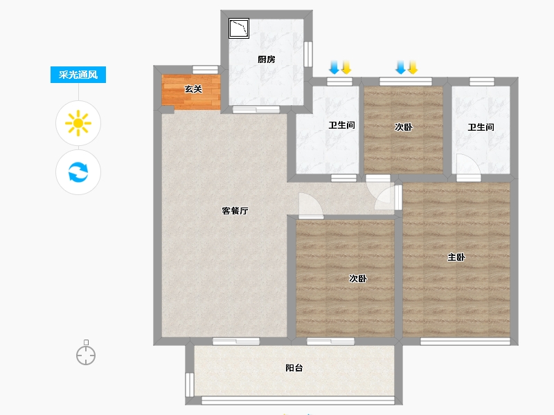 江苏省-扬州市-中信泰富锦辰-88.00-户型库-采光通风